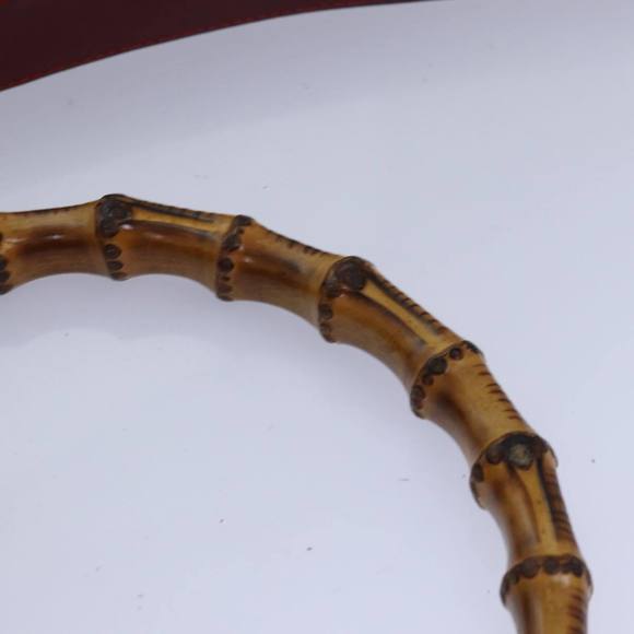 GUCCI Bamboo Hand Bag Suede 2way Red 001 1638 Auth 79161 - Picture 8 of 16